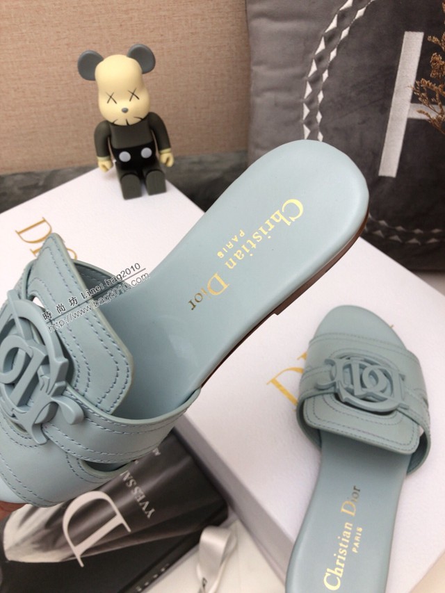 Dior迪奧2021春夏新款果凍色女鞋 CD字母logo五金扣平底鏤空人字拖夾趾涼鞋 dx2852